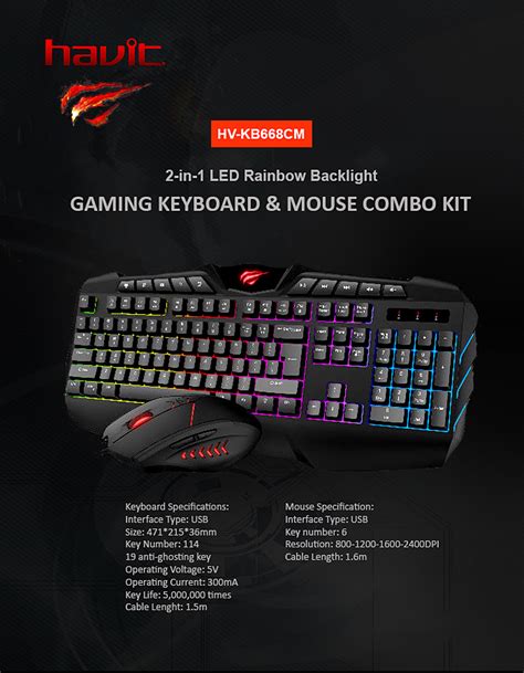 Havit Wired Gaming Keyboard and Mouse Combo, 19 Anti-Ghosting Keys ...