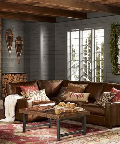 Leather Chaise Sectional - Rustic Leather Sofa