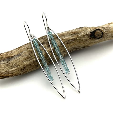 Aquamarine & Silver Dangle Earrings - Isara Designs