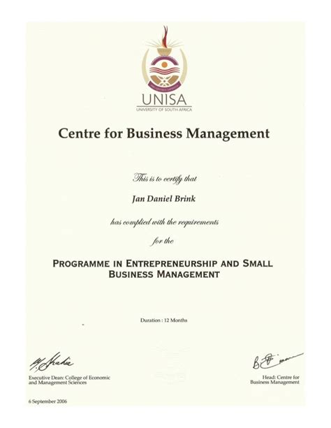 Business Management Certificate