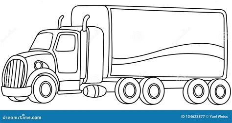 Outlined cartoon truck stock vector. Illustration of freight - 134623877