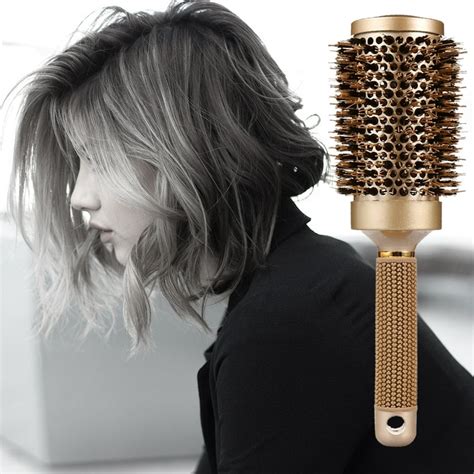 Round Brush for Blow Drying, Natural Boar Bristle, Nano Thermal Ceramic & Ionic Hair Round ...