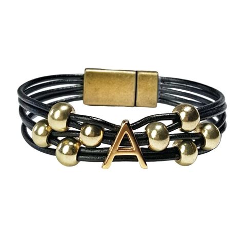 Monogram Initial Leather Bracelet - Letter A - Choice of colors