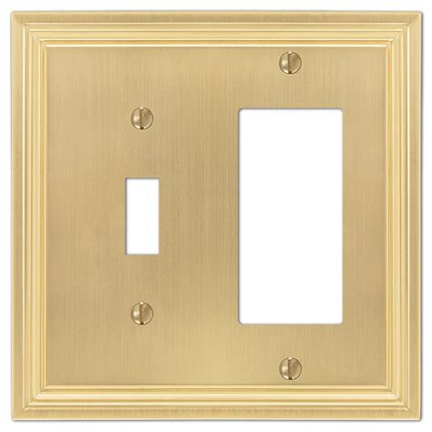 AMERELLE Hallcrest 2 Gang 1-Toggle and 1-Rocker Metal Wall Plate - Satin Brass-98TRSB - The Home ...