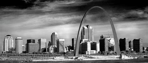 St. Louis Gateway Arch Panoramic Black and White Print Photograph by ...