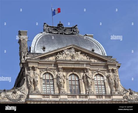 Architectural fragment of Louvre palace building in Paris, France Stock ...