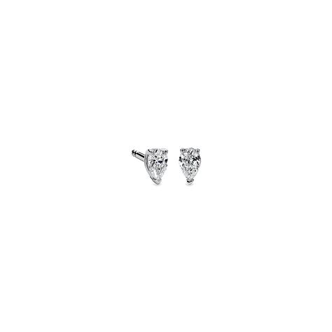 Pear Shape Diamond Stud Earrings in 14K White Gold (1/4 ct. tw.) | Blue ...