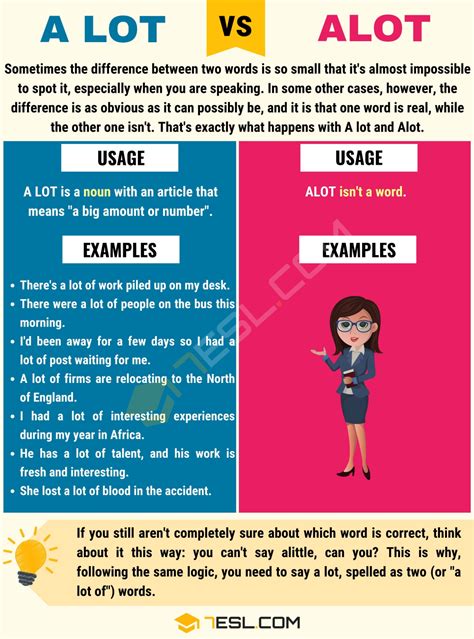 ALOT or A LOT: When to Use Alot vs A lot (Useful Examples) - 7 E S L Grammar And Vocabulary ...