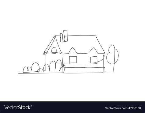 House in continuous line art drawing style Vector Image