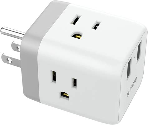 TROND Multi Plug Outlet Extender, 3 Outlets Splitter 2 USB Chargers, Wall Plug Expander, Cruise ...