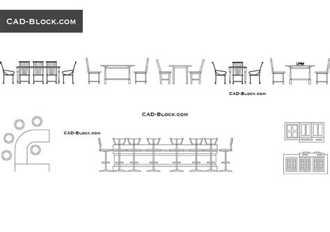 Dining tables elevation CAD Blocks free