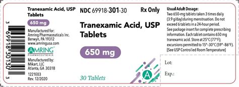 Tranexamic Acid Tablet - FDA prescribing information, side effects and uses