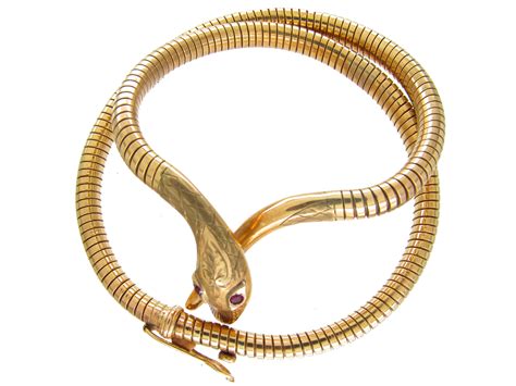 Gold Snake Necklace - The Antique Jewellery Company