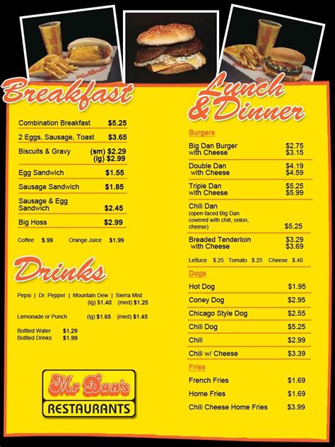 Mr. Dan's Menu, Menu for Mr. Dan's, Northwest, Indianapolis - Urbanspoon/Zomato