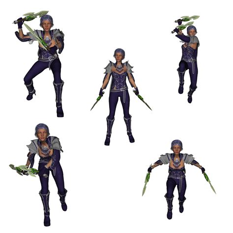 Dual Wield Swords Poses for G3 3D Figure Assets TheCava