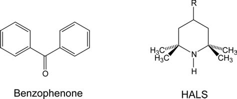 Structure of a benzophenone UV filter and a hindered amine light ...