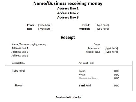 Paid In Full Receipt Printable