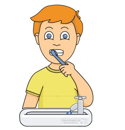 Health Clipart - boy_brushing_teeth_5C - Classroom Clipart