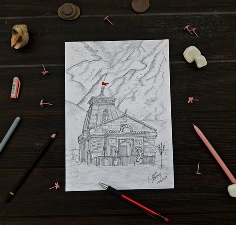 Kedarnath Temple Pencil Artwork in 2023 | Abstract pencil drawings ...