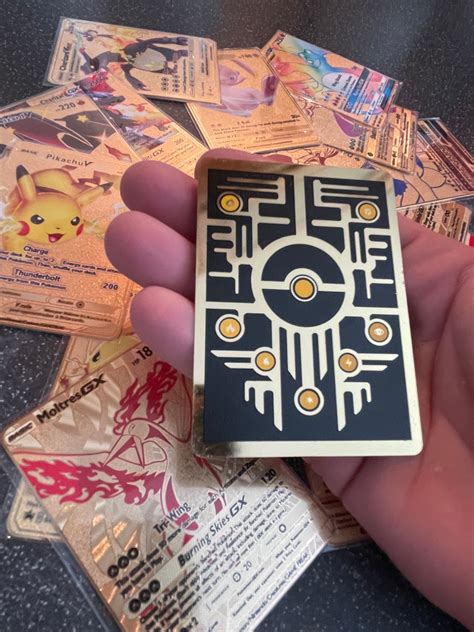 Gold metal custom Pokemon card ancient mew rare shiny | Etsy