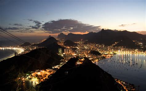 Download Night Light Building Sea Landscape Man Made Rio De Janeiro HD ...