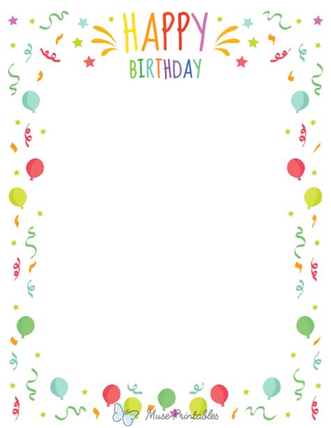 Printable Happy Birthday Page Border | Free birthday stuff, Birthday template, Birthday cards