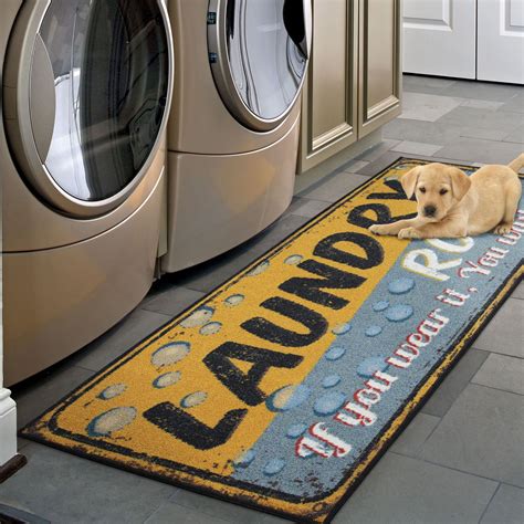 Ottomanson Laundry Non-Slip Rubberback Bubbles 2x5 Laundry Room Runner ...