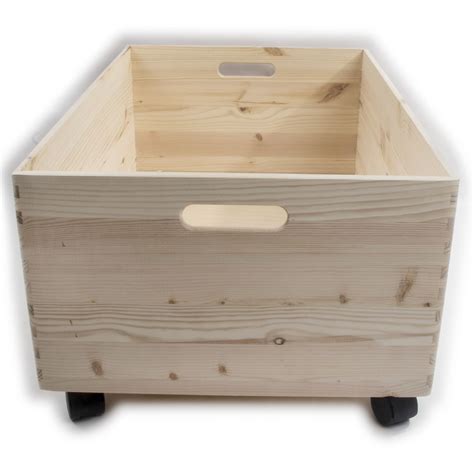 Extra Large Wooden Pine Crate Open Storage Box on Wheels Unpainted ...