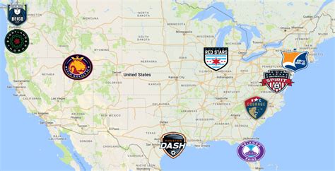 NWSL Map | Teams - Sport League Maps : Maps of Sports Leagues