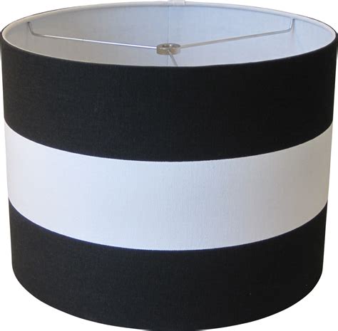 Black and White Striped Lamp Shade - Drum | White lamp shade, White damask, Black and white