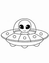 Alien And Spaceship Coloring Page sketch template