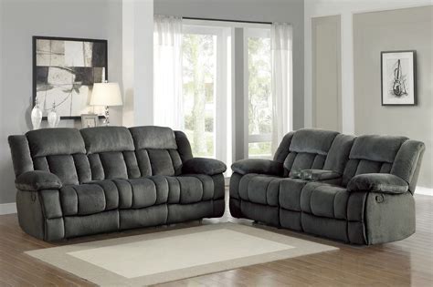 2pc Sofa Set Double Reclining Sofa Loveseat w Center Console Modern ...