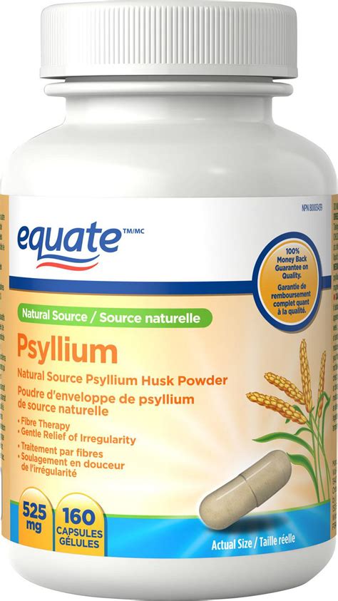 Equate Psyllium - Natural Source Psyllium Husk Powder 525 mg, 160 Capsules | Walmart Canada