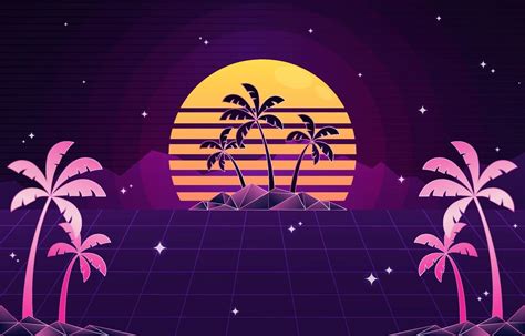 Retro Futuristic Island View Background 1953611 Vector Art at Vecteezy