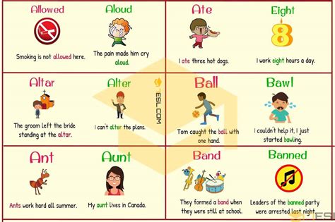 Englishan - Homophones Examples with Flashcards...