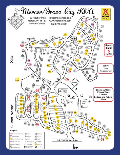 Mercer, Pennsylvania Campground Map | Mercer / Grove City KOA Holiday