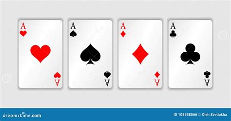 Set of Four Aces Playing Cards Suits. Winning Poker Hand Stock Vector ...