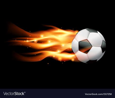 Flaming soccer ball on black background Royalty Free Vector