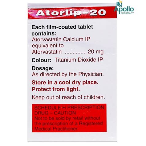 Atorlip 20 Tablet | Uses, Side Effects, Price | Apollo Pharmacy