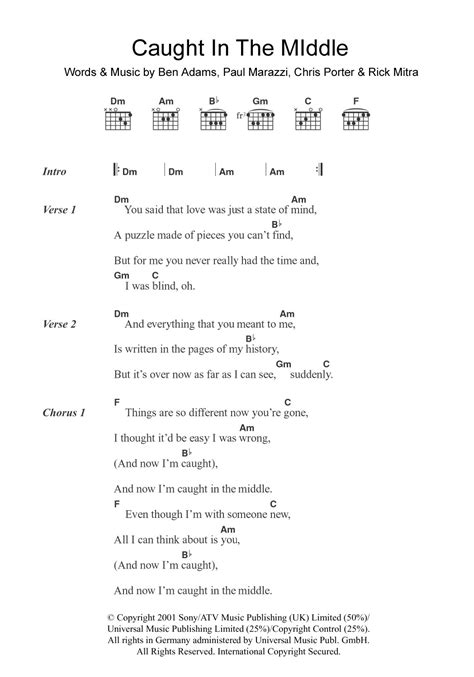 Caught In The Middle by A1 - Guitar Chords/Lyrics - Guitar Instructor