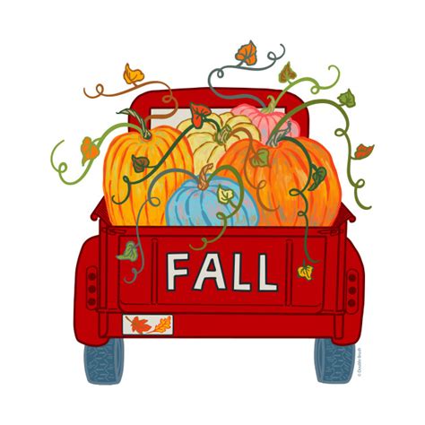 Fall Pumpkin Truck Red Vintage Old Pickup with Pumpkins - Pumpkin Truck ...