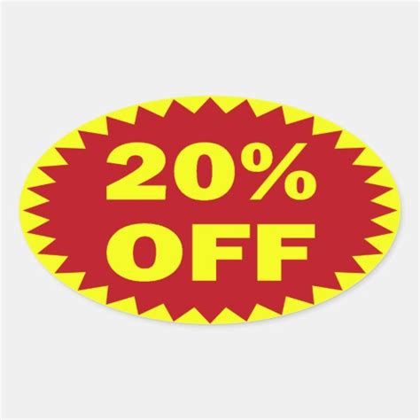 20 Percent Off Oval Sticker | Zazzle.com