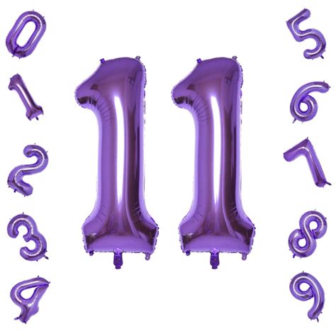 Purple Number 11 Balloons,40 Inch Birthday Number Balloon Party ...