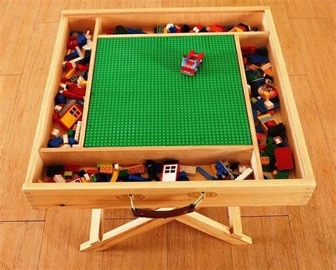 Foldable Lego table and organizer with storage, wooden chalkboard and white board for kids ...