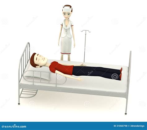 Cartoon Man on Hospital Bed with Nurse Stock Illustration - Illustration of business, dying ...