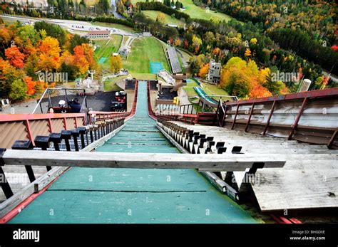 A view from the Olympic ski jump gate in Lake Placid, New York, USA Stock Photo, Royalty Free ...