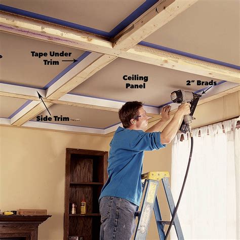 Ceiling Panels: How to Install a Beam and Panel Ceiling | Coffered ceiling, Basement ceiling ...