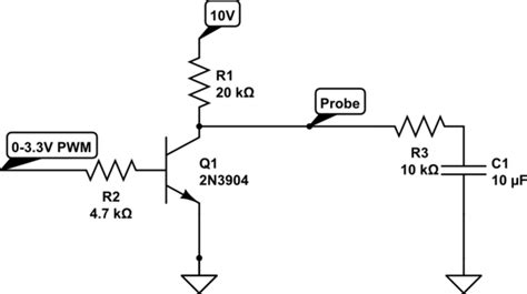 inverting amplifier - Using 2N3904 as an amplifer for 3.3 V PWM to 10 V PWM - Electrical ...