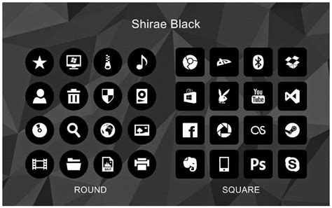 Shirae Black Icon Pack | Windows10 Themes I Cleodesktop