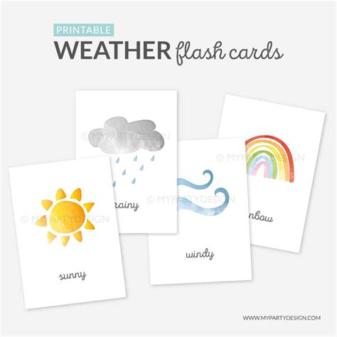 Printable Weather Flash Cards, Learning Printables | My Party Design